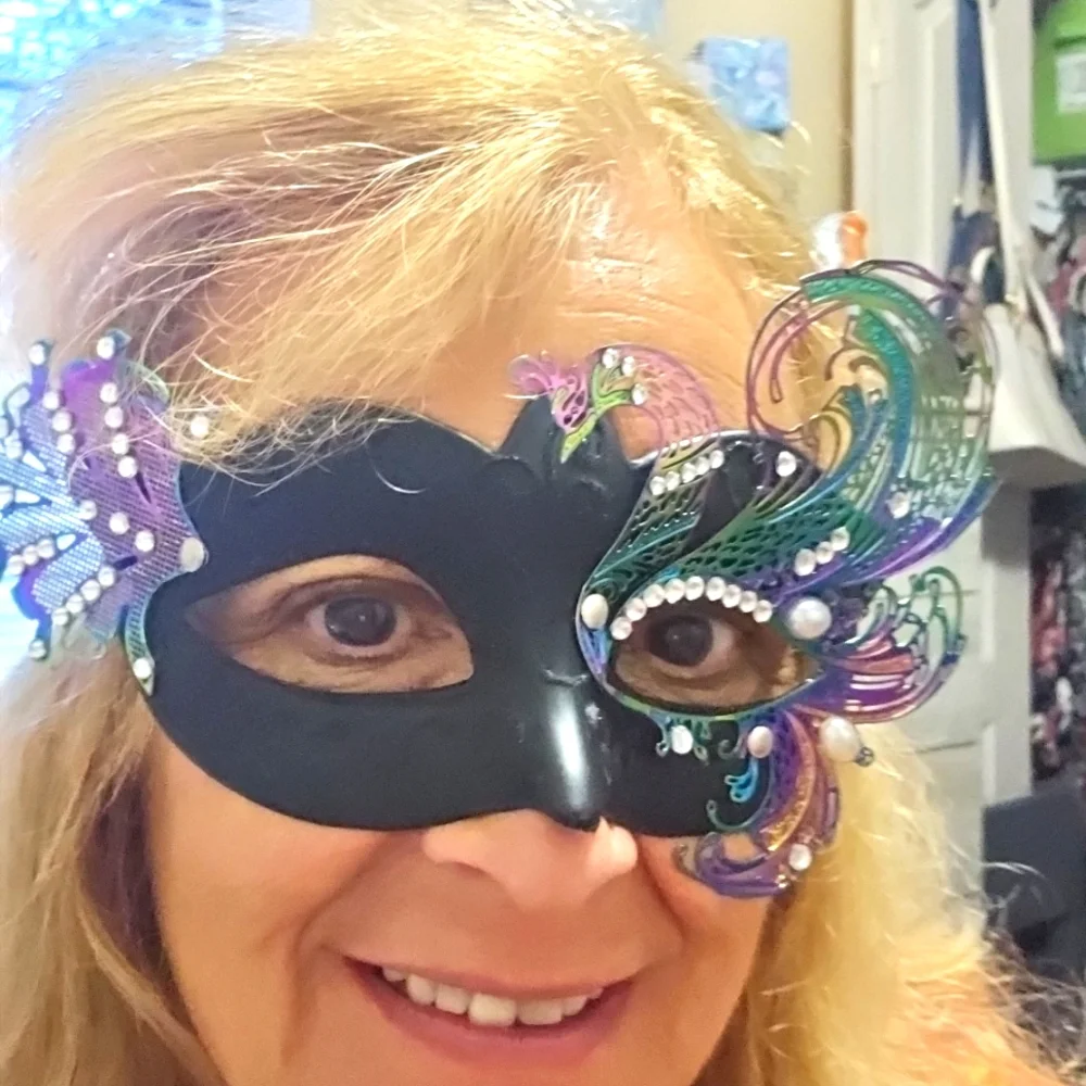 Mask Black Purple Stones Beautiful Piece For Halloween Irradescent Colors